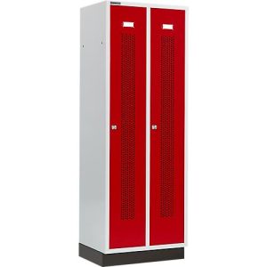 Schäfer Shop Select Kleiderspind, mit gelochten Streifen, 2 Abteile, 300 mm, mit Sockel, Zylinderschloss, Tür rubinrot Schäfer Shop Select Kleiderspind, mit gelochten Streifen, 2 Abteile, 300 mm, mit Sockel, Zylinderschloss, Tür rubinrot