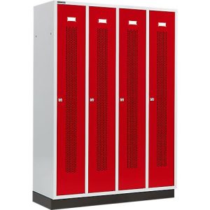 Schäfer Shop Select Kleiderspind mit gelochten Streifen, 4 Abteile, mit Sockel, Zylinderschloss, Tür rubinrot Schäfer Shop Select Kleiderspind mit gelochten Streifen, 4 Abteile, mit Sockel, Zylinderschloss, Tür rubinrot
