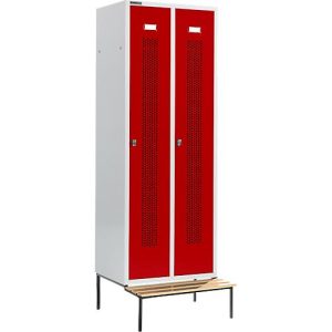 Schäfer Shop Select Kleiderspind, mit Sitzbank, 2 Abteile, 300 mm, Drehriegelverschluss, Tür rubinrot Schäfer Shop Select Kleiderspind, mit Sitzbank, 2 Abteile, 300 mm, Drehriegelverschluss, Tür rubinrot