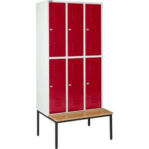 Schäfer Shop Select Kleiderspind, mit Sitzbank, 3×2 Abteile, 300mm, Zylinderschloss. Tür rubinrot Schäfer Shop Select Kleiderspind, mit Sitzbank, 3×2 Abteile, 300mm, Zylinderschloss. Tür rubinrot