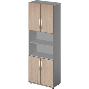 Schäfer Shop Select Kombischrank LOGIN, oben und unten 2 Ordnerhöhen mit Tür, Mitte Regal, B 800 x T 420 x H 2240 mm,graphit/Eiche Schäfer Shop Select Kombischrank LOGIN, oben und unten 2 Ordnerhöhen mit Tür, Mitte Regal, B 800 x T 420 x H 2240 mm,graphit/Eiche