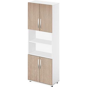 Schäfer Shop Select Kombischrank LOGIN, oben und unten 2 Ordnerhöhen mit Tür, Mitte Regal, B 800 x T 420 x H 2240 mm, weiß/Eiche Schäfer Shop Select Kombischrank LOGIN, oben und unten 2 Ordnerhöhen mit Tür, Mitte Regal, B 800 x T 420 x H 2240 mm, weiß/Eiche
