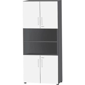 Schäfer Shop Select Kombischrank SET UP, 6 OH, B 800 x T 420 x H 2240 mm, graphit/weiß