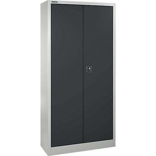 Schäfer Shop Select Materialschrank MS 2409, mit Lochrasterwänden auf ganzer Höhe, bis 50 kg/Fachboden, B 950 x T 400 x H 1935 mm, lichtgrau/anthrazitgrau