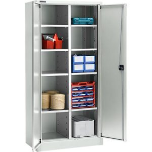 Schäfer Shop Select Materialschrank MS 2509, mit 8 Böden, B 950 x T 500 x H 1935 mm, Feinblech, lichtgrau