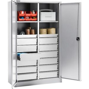 Schäfer Shop Select Materialschrank MS 2512, mit 14 Schubladen, B 1200 x T 500 x H 1935 mm, Feinblech, weißaluminium Schäfer Shop Select Materialschrank MS 2512, mit 14 Schubladen, B 1200 x T 500 x H 1935 mm, Feinblech, weißaluminium