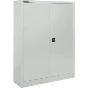 Schäfer Shop Select Materialschrank MSI 16409, B 950 x T 400 x H 1535 mm, 3 Böden, Stahl, lichtgrau RAL 7035