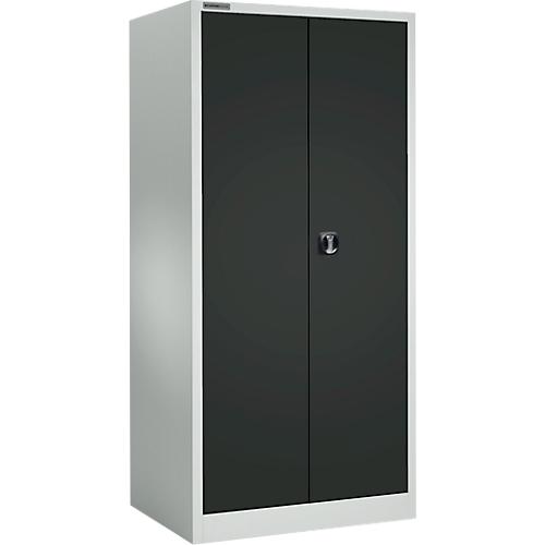 Schäfer Shop Select Materialschrank MSI 2409, mit Lochrasterwänden auf halber Höhe, bis 50 kg/Fachboden, B 950 x T 400 x H 1935 mm, lichtgrau/anthrazitgrau