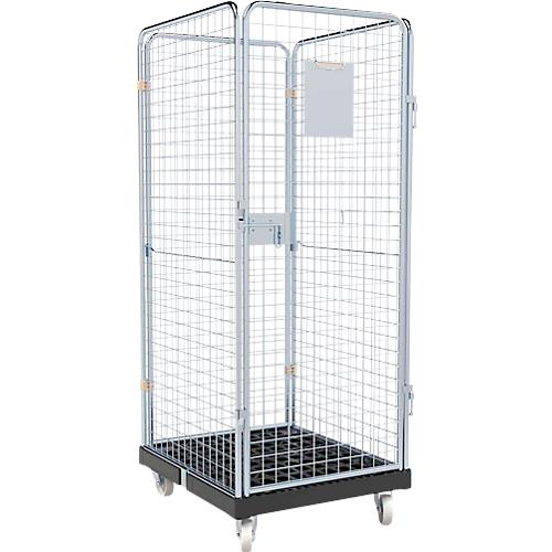 Schäfer Shop Select Rollbox ADB BASICline, 4-seitig, mit Tür, ohne Zwischenboden, bis 500 kg, Lenk- & Bockrollen, L 724 x B 815 x H 1800 mm, Stahl & Recycling-HDPE