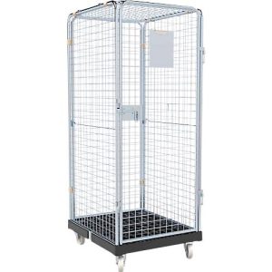 Schäfer Shop Select Rollbox ADB BASICline, 5-seitig, mit Tür, ohne Zwischenboden, bis 500 kg, Lenk- & Bockrollen, L 724 x B 815 x H 1810 mm, Stahl & Recycling-HDPE