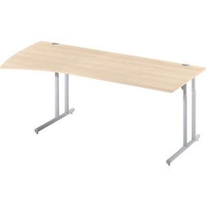 Schäfer Shop Select Rundbogenschreibtisch COMBITEC, B 2000 x T 800/1000 mm, Ahorn/weißalu