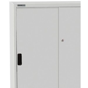 Schäfer Shop Select Schiebetürenschrank, mit 3 Einlegeböden, B 950 x T 400 x H 1150 mm, Stahl, lichtgrau