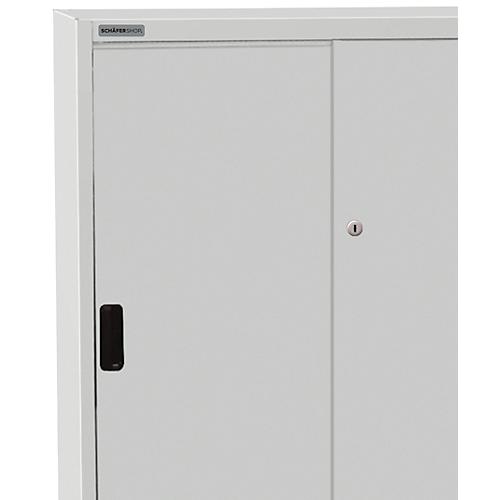Schäfer Shop Select Schiebetürenschrank, mit 3 Einlegeböden, B 950 x T 400 x H 1150 mm, Stahl, lichtgrau
