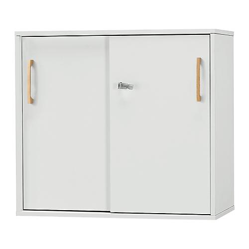 Schäfer Shop Select Schiebetürenschrank Start Off Wood, 2 OH, abschließbar, B 800 x T 420 x H 726 mm, Holz, lichtgrau