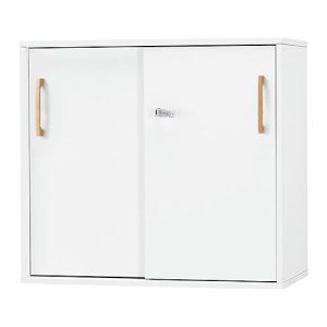 Schäfer Shop Select Schiebetürenschrank Start Off Wood, 2 OH, abschließbar, B 800 x T 420 x H 726 mm, Holz, weiß