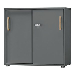 Schäfer Shop Select Schiebetürenschrank Start Off Wood, 2 OH, abschließbar, Holz, B 800 x T 420 x H 788 mm, graphit