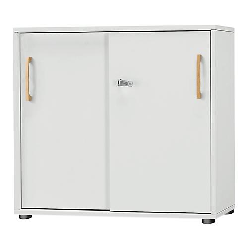 Schäfer Shop Select Schiebetürenschrank Start Off Wood, 2 OH, abschließbar, Holz, B 800 x T 420 x H 788 mm, lichtgrau