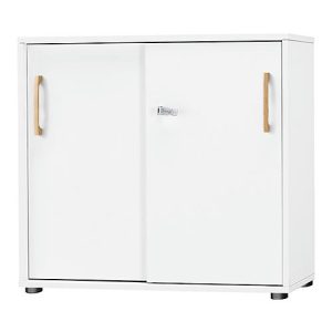 Schäfer Shop Select Schiebetürenschrank Start Off Wood, 2 OH, abschließbar, Holz, B 800 x T 420 x H 788 mm, weiß