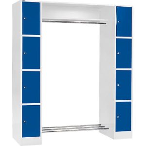 Schäfer Shop Select Schließfachgarderobe, mit Hutablage & Kleiderstange, 2 x 4 Fächer, B 1735 x T 500 x H 1950 mm, lichtgrau/enzianblau Schäfer Shop Select Schließfachgarderobe, mit Hutablage & Kleiderstange, 2 x 4 Fächer, B 1735 x T 500 x H 1950 mm, lichtgrau/enzianblau