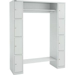 Schäfer Shop Select Schließfachgarderobe, mit Hutablage & Kleiderstange, 2 x 4 Fächer, B 1735 x T 500 x H 1950 mm, lichtgrau/lichtgrau