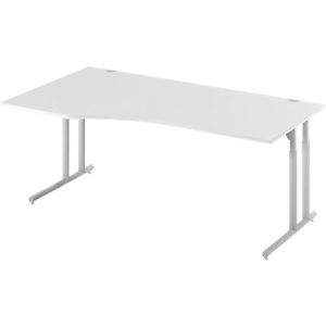 Schäfer Shop Select Schreibtisch COMBITEC, Freiform, Ansatz links, C-Fuß, B 1800 x T 1000/800 x H 677-817 mm, lichtgrau/weißaluminium Schäfer Shop Select Schreibtisch COMBITEC, Freiform, Ansatz links, C-Fuß, B 1800 x T 1000/800 x H 677-817 mm, lichtgrau/weißaluminium