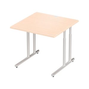 Schäfer Shop Select Schreibtisch COMBITEC, Quadrat, C-Fuß, B 800 x T 800 x H 677-817 mm, Ahorn/weißaluminium Schäfer Shop Select Schreibtisch COMBITEC, Quadrat, C-Fuß, B 800 x T 800 x H 677-817 mm, Ahorn/weißaluminium