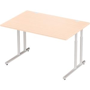 Schäfer Shop Select Schreibtisch COMBITEC, Rechteck, C-Fuß, B 1200 x T 800 x H 677-817 mm, Ahorn/weißaluminium Schäfer Shop Select Schreibtisch COMBITEC, Rechteck, C-Fuß, B 1200 x T 800 x H 677-817 mm, Ahorn/weißaluminium