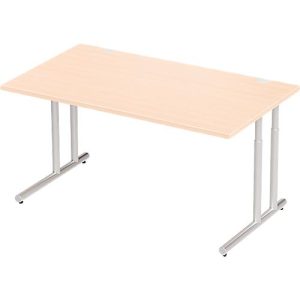 Schäfer Shop Select Schreibtisch COMBITEC, Rechteck, C-Fuß, B 1600 x T 800 x H 677-817 mm, Ahorn/weißaluminium Schäfer Shop Select Schreibtisch COMBITEC, Rechteck, C-Fuß, B 1600 x T 800 x H 677-817 mm, Ahorn/weißaluminium