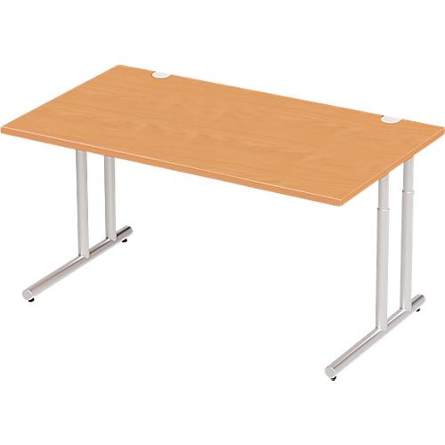 Schäfer Shop Select Schreibtisch COMBITEC, Rechteck, C-Fuß, B 1600 x T 800 x H 677-817 mm, Buche/weißaluminium