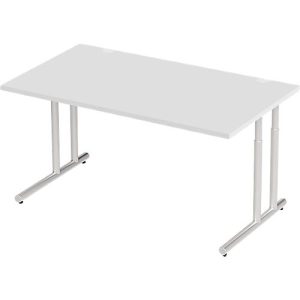 Schäfer Shop Select Schreibtisch COMBITEC, Rechteck, C-Fuß, B 1600 x T 800 x H 677-817 mm, lichtgrau/weißaluminium Schäfer Shop Select Schreibtisch COMBITEC, Rechteck, C-Fuß, B 1600 x T 800 x H 677-817 mm, lichtgrau/weißaluminium