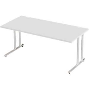 Schäfer Shop Select Schreibtisch COMBITEC, Rechteck, C-Fuß, B 1800 x T 800 x H 677-817 mm, lichtgrau/weißaluminium Schäfer Shop Select Schreibtisch COMBITEC, Rechteck, C-Fuß, B 1800 x T 800 x H 677-817 mm, lichtgrau/weißaluminium
