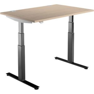 Schäfer Shop Select Schreibtisch DRIVE UP 2, elektrisch höhenverstellbar, Rechteck, T-Fuß, B 1200 x T 800 x H 630-1290 mm, Eiche/schwarz