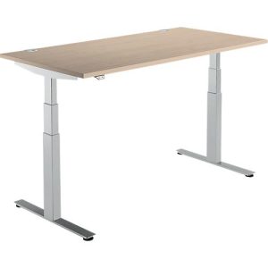 Schäfer Shop Select Schreibtisch DRIVE UP 2, elektrisch höhenverstellbar, Rechteck, T-Fuß, B 1600 x T 800 x H 630-1290 mm, Eiche/weißalu