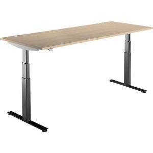 Schäfer Shop Select Schreibtisch DRIVE UP 2, elektrisch höhenverstellbar, Rechteck, T-Fuß, B 1800 x T 800 x H 630-1290 mm, Eiche/schwarz