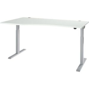 Schäfer Shop Select Schreibtisch ERGO-T 2.0, elektrisch höhenverstellbar, Freiform Ansatz links, T-Fuß, B 1800 x H 715-1205 mm, lichtgrau/weißalu Schäfer Shop Select Schreibtisch ERGO-T 2.0, elektrisch höhenverstellbar, Freiform Ansatz links, T-Fuß, B 1800 x H 715-1205 mm, lichtgrau/weißalu