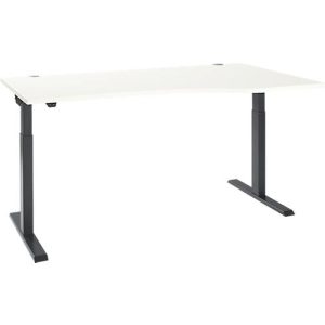Schäfer Shop Select Schreibtisch ERGO-T 2.0, elektrisch höhenverstellbar, Freiform Ansatz rechts, T-Fuß, B 1800 x H 715-1205 mm, weiß/anthrazit
