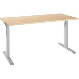 Schäfer Shop Select Schreibtisch ERGO-T 2.0, Rechteck, T-Fuß, B 1600 x T 800 x H 675-895 mm, Ahorn/weißalu