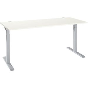 Schäfer Shop Select Schreibtisch ERGO-T 2.0, Rechteck, T-Fuß, B 1800 x T 800 x H 675-895 mm, weiß/weißalu