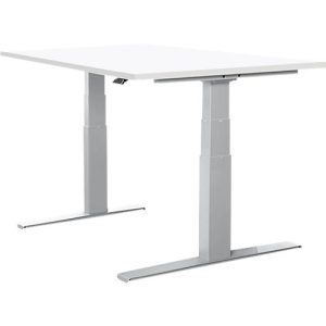 Schäfer Shop Select Schreibtisch LOGIN, elektrisch höhenverstellbar, Rechteck, T-Fuß, B 1200 x T 800 x H 645-1290 mm, weiß/weißaluminium