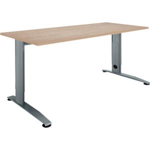 Schäfer Shop Select Schreibtisch LOGIN, manuell höheneinstellbar, C-Fuß, B 1200 x T 800 x H 660-820 mm, Eiche/basaltgrau