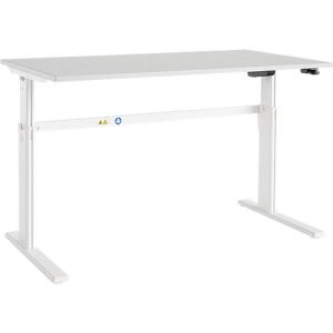 Schäfer Shop Select Schreibtisch Moxxo IQ, elektrisch höhenverstellbar, Rechteck, C-Fuß, B 1800 x T 800 x H 725-1185 mm, lichtgrau/weiß