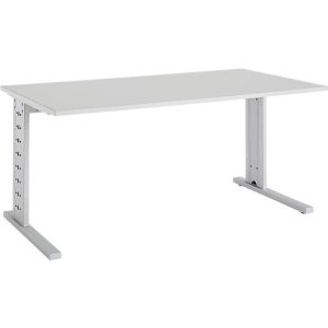 Schäfer Shop Select Schreibtisch Moxxo IQ, Rechteck, C-Fuß, B 1800 x T 800 x H 735 mm, lichtgrau
