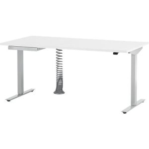 Schäfer Shop Select Schreibtisch Start Off, elektrisch höhenverstellbar, Rechteck, T-Fuß, B 1600 mm, weiß/weißalu + Schublade & Kabelspirale Schäfer Shop Select Schreibtisch Start Off, elektrisch höhenverstellbar, Rechteck, T-Fuß, B 1600 mm, weiß/weißalu + Schublade & Kabelspirale