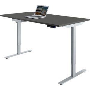 Schäfer Shop Select Schreibtisch Start Off, elektrisch höhenverstellbar, Rechteck, T-Fuß, B 1600 x T 800 x H 755-1255 mm, graphit/weißaluminium + Zubehörschublade