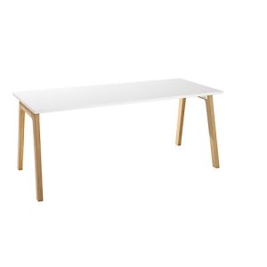 Schäfer Shop Select Schreibtisch Start Off Wood, Rechteck, A-Fuß, B 1800 x T 800 x H 735 mm, weiß/Holzoptik Schäfer Shop Select Schreibtisch Start Off Wood, Rechteck, A-Fuß, B 1800 x T 800 x H 735 mm, weiß/Holzoptik