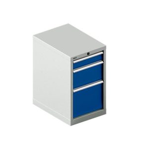 Schäfer Shop Select Schubladenschrank 18-27, 3 Schübe (H 100/200/300mm), bis 200 kg, B 411 x T 572 x H 700 mm, enzianblau/lichtgrau
