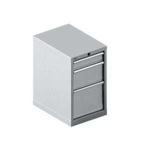 Schäfer Shop Select Schubladenschrank 18-27, 3 Schübe (H 100/200/300mm), bis 75 kg, B 411 x T 572 x H 700 mm, weißaluminium/weißaluminium