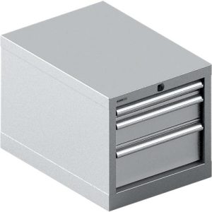 Schäfer Shop Select Schubladenschrank 18-27, 3 Schübe (H 50/100/150mm), bis 200 kg, B 411 x T 572 x H 400 mm, weißaluminium/weißaluminium