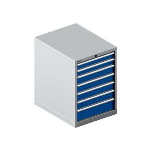 Schäfer Shop Select Schubladenschrank 27-36, 7 Schübe, bis 200 kg, B 564 x T 725 x H 800 mm, enzianblau/weißaluminium