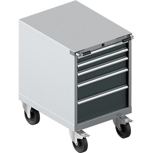 Schäfer Shop Select Schubladenschrank mit Rollen WSK 27-36, 5 Schübe, bis 200 kg, B 564 x T 725 x H 920 mm, weißaluminium/anthrazitgrau
